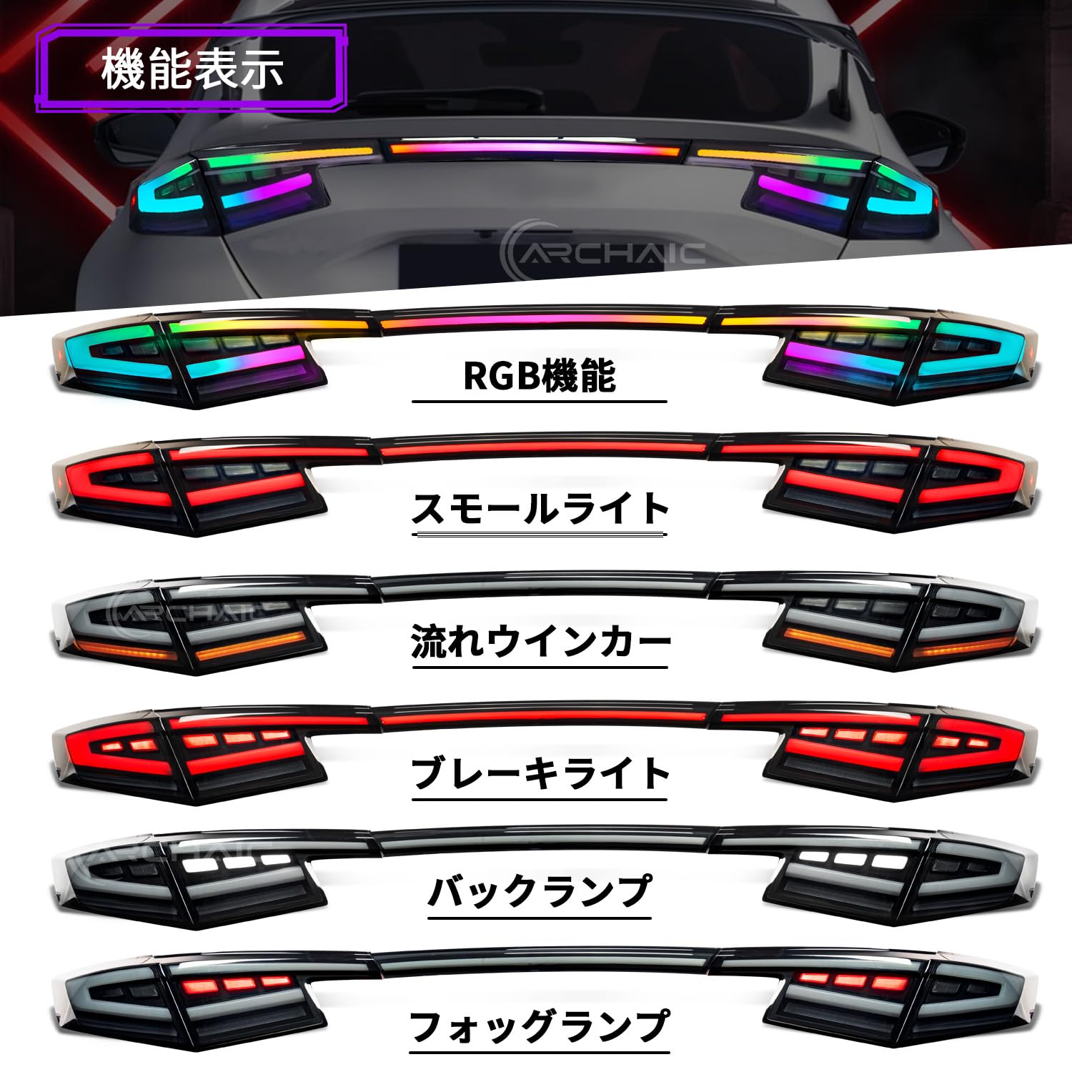 Archaic　シビック テールランプ FL1 FL4　FL5　インナーレッド Amazon | Archaic シビック テールランプ FL1 FL4 FL5 タイプr